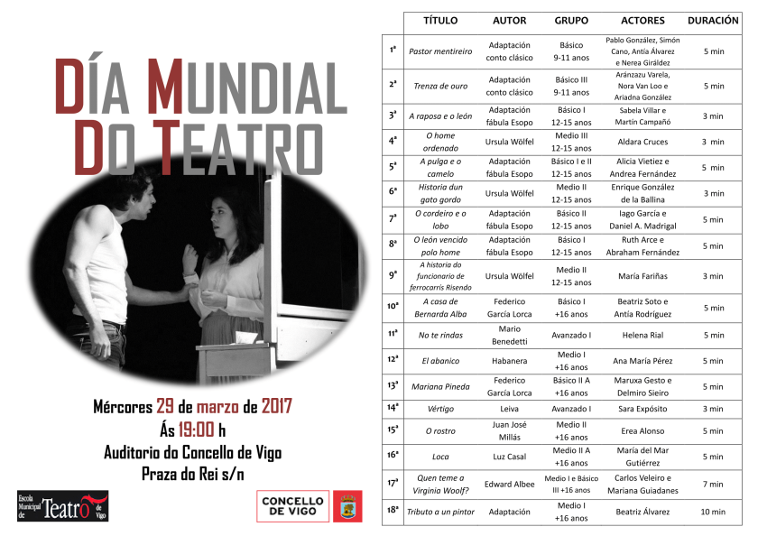 Programación Día Mundial do Teatro (versión web) galego